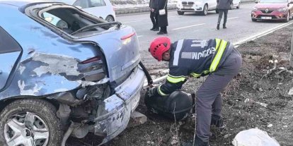 Trafik kazası sonrası araçtan kopan LPG tankı korku dolu anlar yaşattı