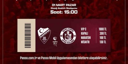 Elazığspor - Şanlıurfaspor maç biletleri satışta