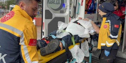 Beton mikserini yıkarken düşen sürücü hastanelik oldu