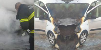 Kars’ta seyir halindeki otomobil yandı