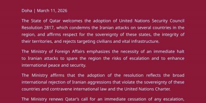 Katar’dan İran saldırılarını kınayan BM tasarısına destek açıklaması