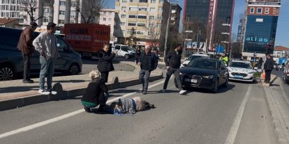 Tekirdağ’da korkutan kaza: Arabanın çarptığı yaya yere yığıldı