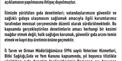 Elazığ Valiliği’nden denetim açıklaması