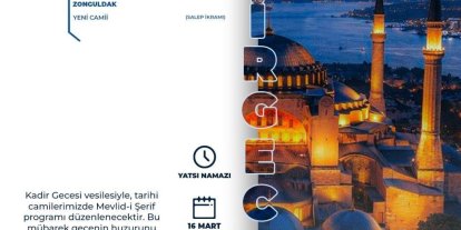 Zonguldak Yeni Camii’nde Kadir Gecesi’nin manevi iklimi dualarla yaşanacak