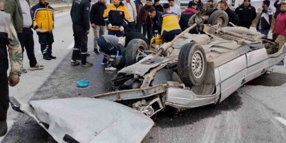 Çorum’da otomobil takla attı: 3 yaralı