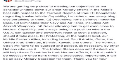 Trump: "İran’a yönelik askeri çabaları azaltmayı düşünüyoruz, hedeflerimize çok yaklaştık"