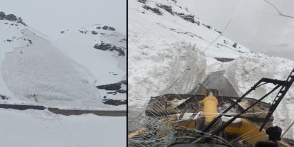 Hakkari’de düşen çığ görüntülendi