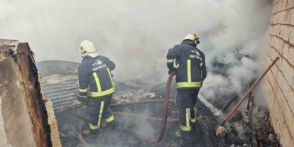 Erçiş’te ahır ve odunluk yangını