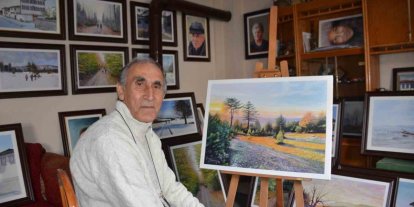 55 yıldır en yakın arkadaşı resim tuvali oldu