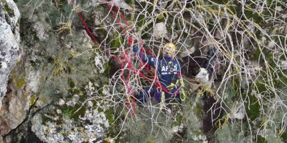 Dağda mahsur kalan keçi kurtarıldı