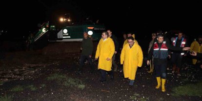 Canpolat ve Kaymakam Şahin’den gece sağanak mesaisi