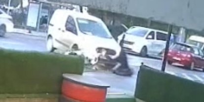 Tekirdağ’da otomobille çarpışan motosikletlinin yaralandığı kaza kamera