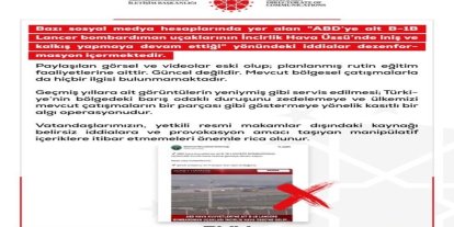 DMM’den ABD’ye ait bombardıman uçaklarının İncirlik Üssü’nü kullandığı iddialarına yalanlama