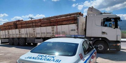 Bolu’da fazla tonajlı tomruk taşıyan kamyon sürücüsüne para cezası kesildi