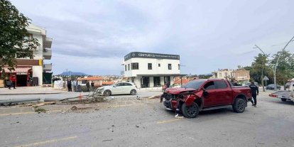 Direksiyon hakimiyetini kaybetti, 2 ağaç ve elektrik direğini yerinden söktü