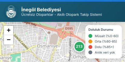 İnegöl’de ücretsiz otoparkların anlık doluluk oranı artık cebinizde
