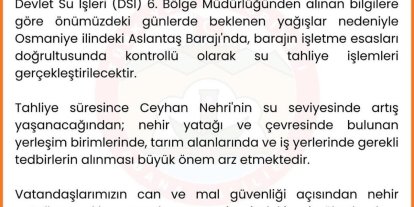 Adana Valiliğinden taşkın uyarısı