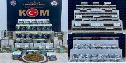 Kars’ta kaçakçılık operasyonu: Binlerce makaron ve kilolarca tütün ele geçirildi