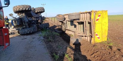 Reyhanlı’da devrilen traktörün sürücüsü yaralandı