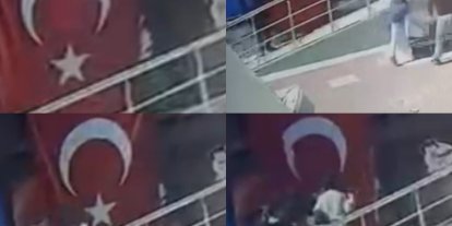 Minik öğrencilerin bayrak hassasiyeti: Topun çarptığı bayrağı öptüler