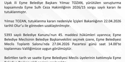 Eşme Belediye Başkanvekili 27 Nisan’da belirlenecek