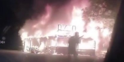 Amasya’da manav tezgahı alev topuna döndü