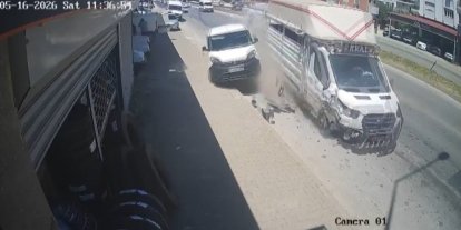 Kamyonetin lastiği patladı, muhtemel facia kılpayı önlendi