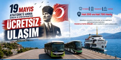 Kocaeli’de 19 Mayıs’ta toplu taşıma ücretsiz olacak