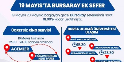 Bursa’da 19 Mayıs’ta ulaşım ücretsiz