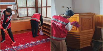Kars'ta imam hatipli gençlerden camilere gönüllü destek