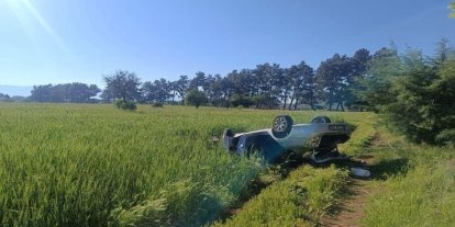 Köpeğe çarpmamak için manevra yapan otomobil tarlaya uçtu: 1 ölü, 2 yaralı