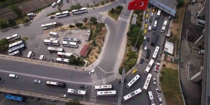 15 Temmuz Demokrasi Otogarı’nda bayram yoğunluğu havadan görüntülendi