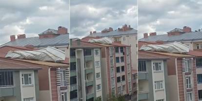 Kars'ta Şiddetli Rüzgar Çatıyı Kaldırdı