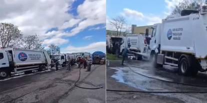 Kars Belediyesi Bayram Sonrası Temizlik Araçlarını Dezenfekte Etti