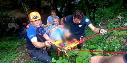 Yalova’da vadiye düşen motosikletli kurtarıldı