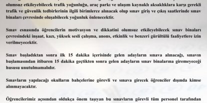 Tekirdağ Valiliği Duyurdu: Sınav saatlerinde gürültülü faaliyetlere yasak