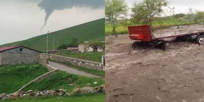 Kars'ta Sel Ve Hortum Paniği, evleri su bastı!