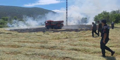 Anız yangını ormana sıçramadan söndürüldü