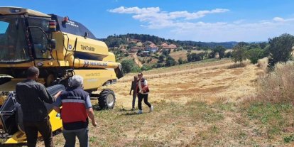 Gediz’de biçerdöverle hasat kontrolü