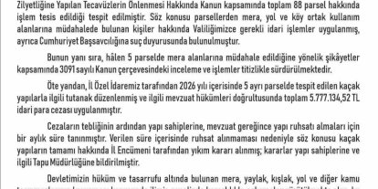 Elazığ’da kaçak yapılara 5 milyon 777 bin lira ceza ve yıkım kararı