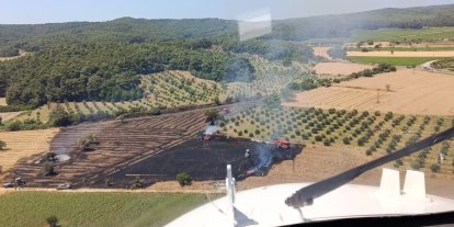 Çanakkale’de tarım arazisinde çıkan yangın ormana sıçramadan kontrol altına alındı