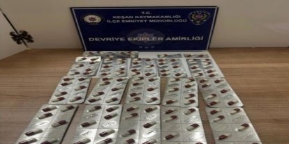 Keşan’da bir şüphelinin üzerinde 115 sentetik ecza ele geçirildi