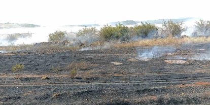 Antalya’da otluk alan yangını itfaiye ekiplerince söndürüldü