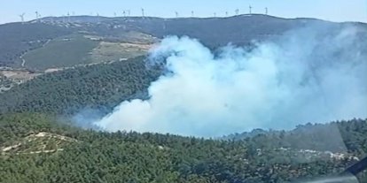 Soma’daki orman yangınına havadan ve karadan müdahale başladı