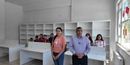 Öğrenci dostu büyükşehir, Akkışla’da İlkokul Kütüphanesi’ni dizayn etti