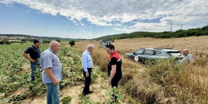 Keşan’da yağmur ve fırtınadan zarar gören ekili alanlarda inceleme
