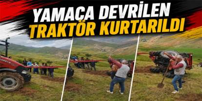 Sarıkamış'ta Yamaca Devrilen Traktör Birlikte Kurtarıldı