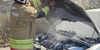 Belen’de otomobil yangını