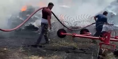 Burdur’da samanlık yangını