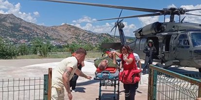 Engerek yılanının ısırdığı şahıs helikopterle hastaneye kaldırıldı